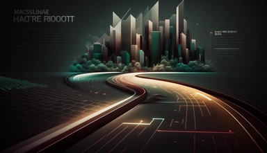 financial quarter report futuristic charts,dark background,q&a section in presentation,clipart,finish,next steps,road