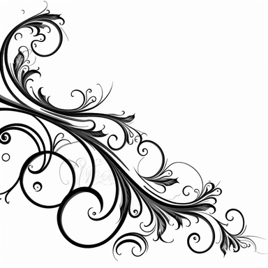 clipart, simple one horizontal scrolled line, black and white