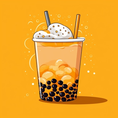 bubble tea with cheese foam clipart, vector style