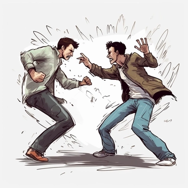 2 male friends fighting, clipart, cartoon, high contrast, vector illustration, media intrusion art, animated gifs, White background