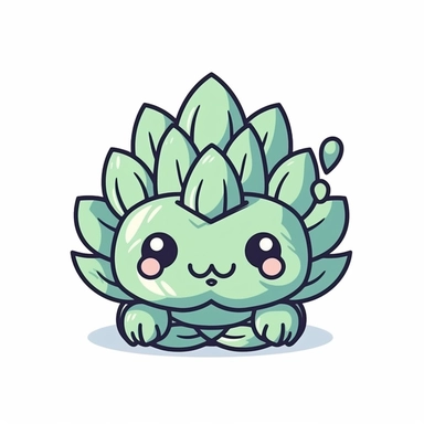 cute clipart icon of artichoke, kawaii, anime style, in white background, soft color blending, rounded