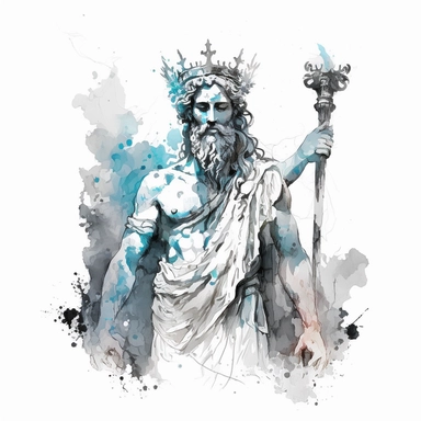 Greek god Hades, clipart format, watercolour, full white background