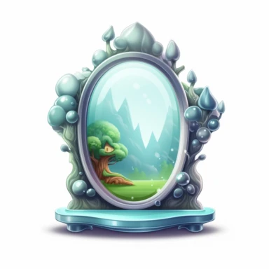 cute semi-realistic 3d magical mirror clipart, isolated on white background
