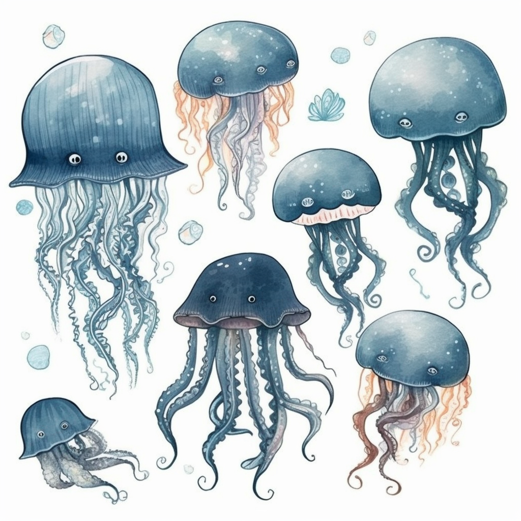 ocean jellyfish cliparts
