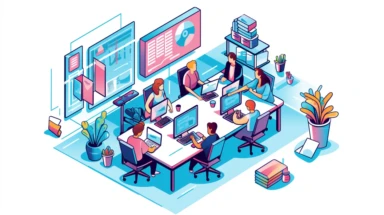 On a clean, white background, visualize a bustling office scene. Workers are actively engaged in their tasks, their faces showing concentration and motivation. The office is filled with productivity symbols such as charts showing upward trends, completed checklists, and clocks. The style should be clipart-like, with clear lines and bright colors to emphasize the productivity. The image should be highly detailed and in high-resolution 16k.