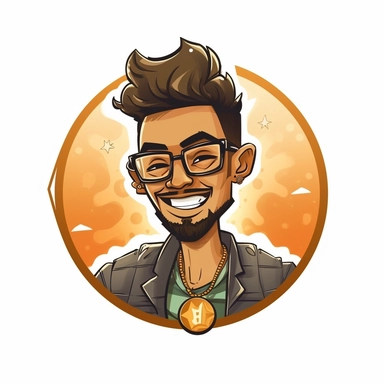 a logo for a digital marketing company named Young Boss,this logo consists of an clipart of an attractive young Canadian brown boy like in his early 20's who runs his own profitable business online, use very short hair and short beard, 4k, he has gold chain in his neck which shows name of the company, he is smiling and looking confident