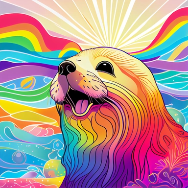 energizing colorful Sea Otter clipart art and craft design clip art, simple, cute, happy, art, crafty, pattern, psychedelic , groovy , hi-res contrast