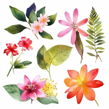 srilanka wild flowers clip art watercolor