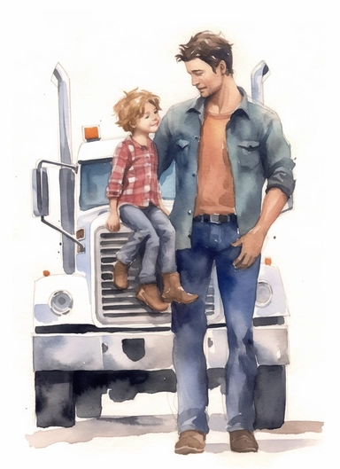 Truck driver Father's Day Clipart Watercolor