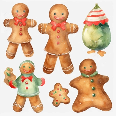watercolour gingerbread man clipart Christmas
