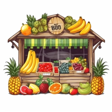 fruit shop with brand name digital clipart on white background