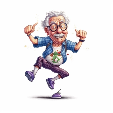 funny grandpa is exercising, full body, hand draw Illustration clipart, 4K, extremely detailed