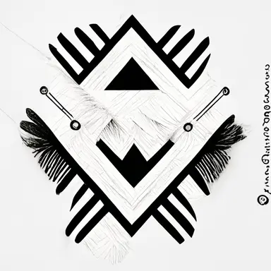 black and white clipart of an arrow, boho, flat background, negative space, vector art, illustrator