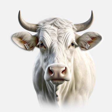 3D Super Realistic Charolais Cow Head Clipart