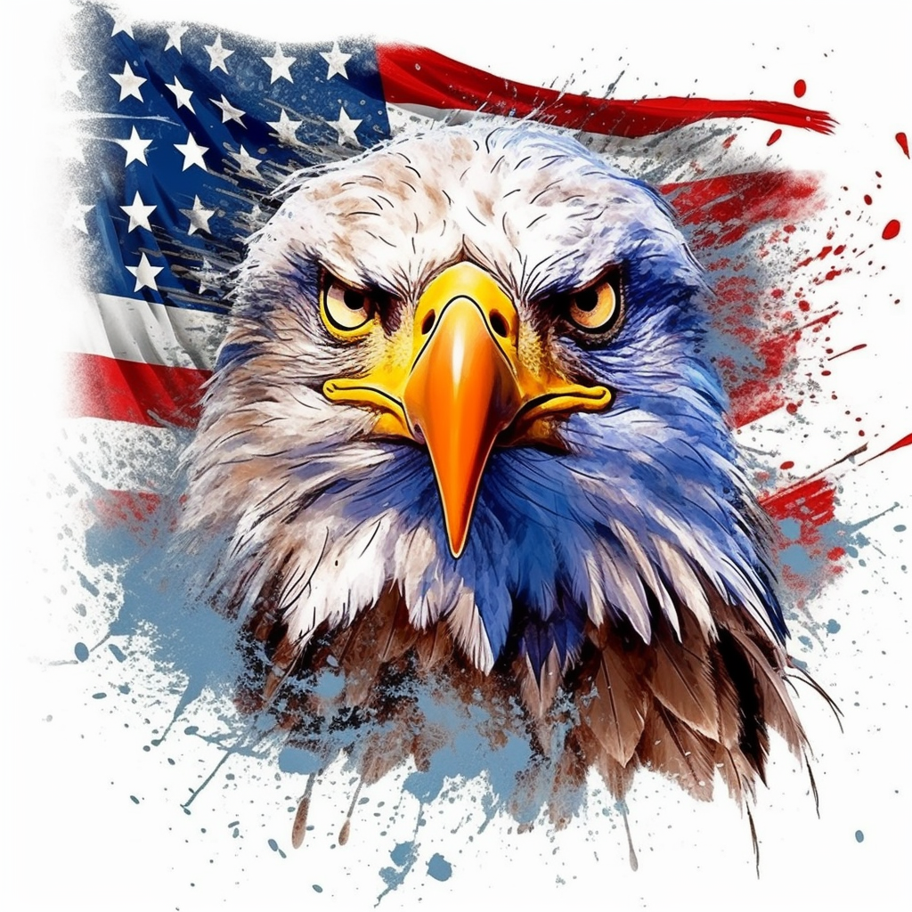 american flag bird clip art image, in the style of airbrush art ...