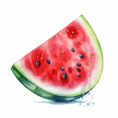 watercolor colorful clipart of a juicy watermelon slice, hd, on white background