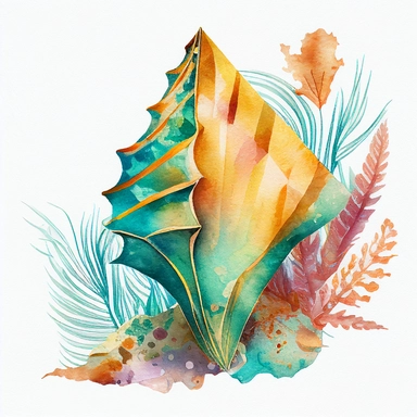 watercolor seashell Atlantic Angular triton, cute clipart