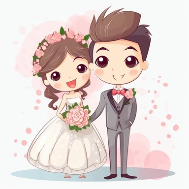 wedding clipart of bride and groom smiling together stock photo and, in the style of cute and dreamy, valentine hugo
