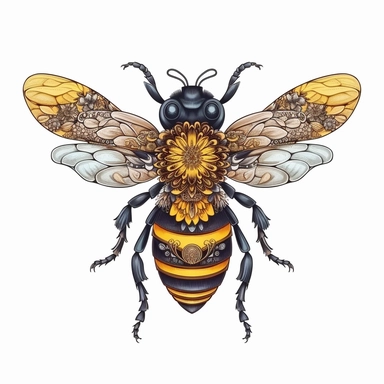 Beautiful Bee Sublimation Clipart ,Cartoon,hyper realistic, intricate detail, illustration style,high solution,on the white background