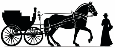 horse and carriage graphic design clipart illustration of a person riding a horse, in the style of black and white mastery, 3840x2160, manticore, negative space sculptures, creative commons attribution, archaeological object, pixer style--iw2, pont-aven school