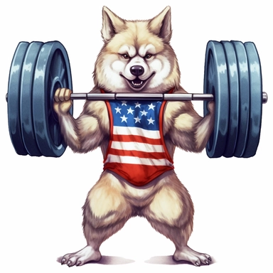 Independence Day Funny wolf guy body gym Sublimation Clipart, isolated on white background iw2