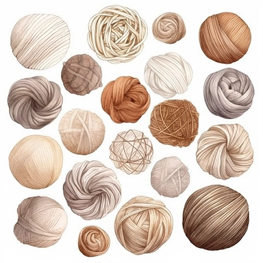 Watercolor Clip Art Hobby Knitting and Crocheting , Wool Yarn Cute Clipart Set. Delicate browns, creams and beige. Collection of hand drawn balls of yarn for knitting - Image #2 <@1098423716465102849>
