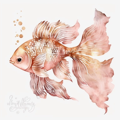 rose gold fish watercolor clipart,--no background,--q 5