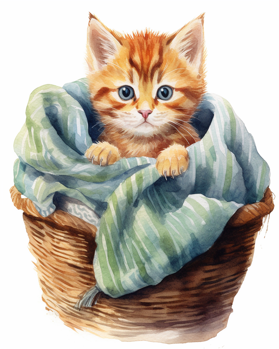kitten basket cliparts