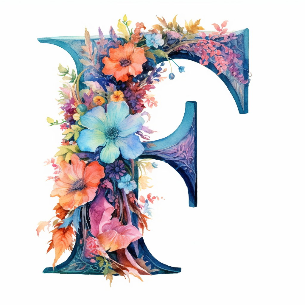 Watercolor illuminated initial, letter F, Clipart, F, witchy, magical ...