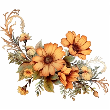 floral banner wildflowers tea stained clip art