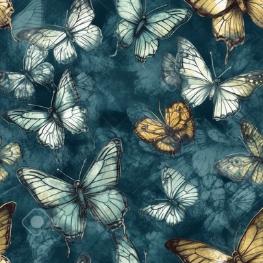 Background. watercolor sketch illustration of butterflies, digital art, elegant, clipart, isolated on a rich blue background