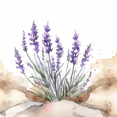 Clipart, watercolor, lavender fields, hand painted, botanical illustration, hand drawn, texture