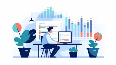 salespeople have a variety of financial products in mind, clipart of stock price & indexes chart Board , white solid color background, simple and modern flat vector illustration, cold color palette based blue, Pro freelance, Illustration agency, behance style,