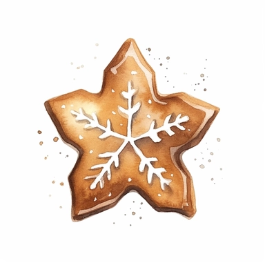 basic watercolor christmas cookie in minimal hand drawn style, Etsy, textured, clipart, white background