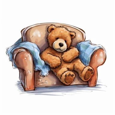 Teddy Bear Take a Nap Clipart,white background