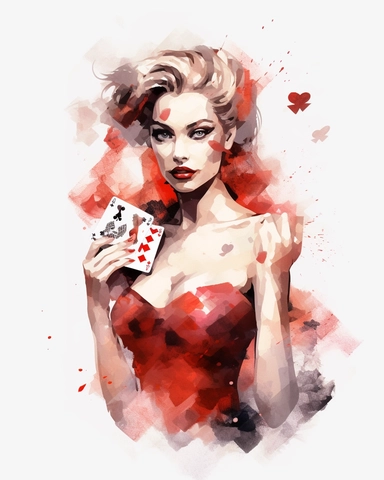 watercolour casino pin up pretty lady hd clipart white background