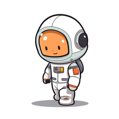 cute cartoon astronaut, colorful, in the style of george ault, clipart, white background