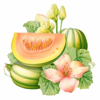 melon, flower digital clipart on white background