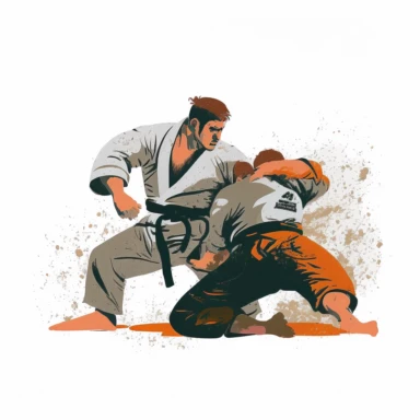 Two brazilian jiu jitsu fighting, clipart, white background