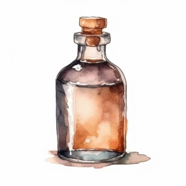 Watercolor vintage boho brown glass bottle. High quality illustration for cozy home interior decoration clip art