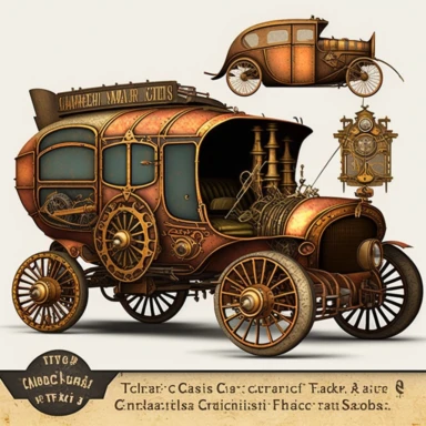 Steampunk Cars Clipart - fantasy clip art graphics and collage sheets for altered art or junk journals