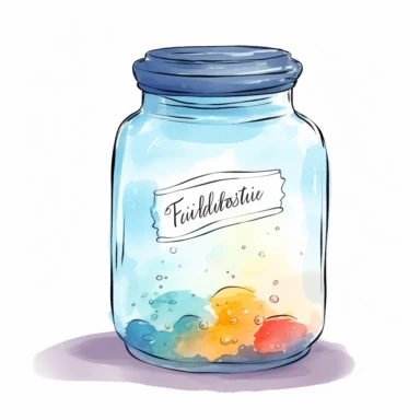 mockup of a faithfulness jar and write down times when you were faithful and trustworthy, flat vector clipart for kids, Minimalist cartoon style, creative design with watercolors, on white background