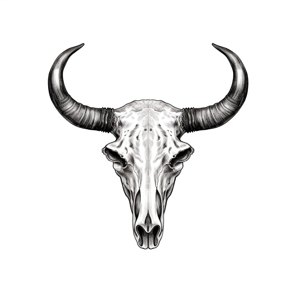 Texas Longhorn Cow Skull black and white, clipart, 2d vector, sharp ...