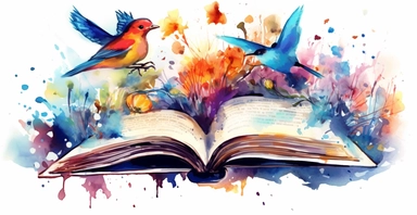 Adorable open watercolour book, magic birds flying out, vivid colours, watercolor clipart, white background, I can’t believe how beautiful this is