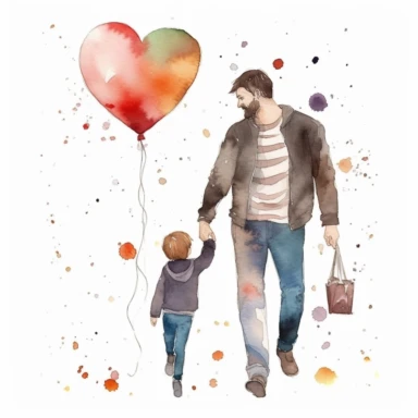 watercolor clipart in the style of father's day, best dad, dad standing, clipart, love, happiness