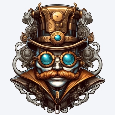 steampunk clipart, 8k, super realistic, menacing, stunning, sticker, gangster, super realistic, HD, v 5, q 2
