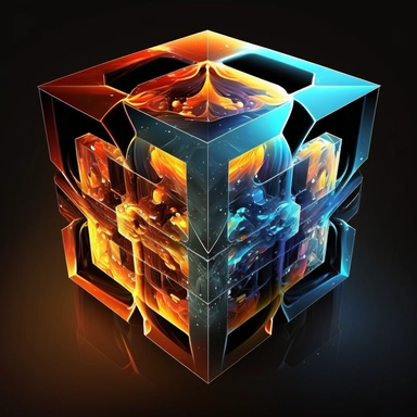 tesseract, abstract in style of clipart