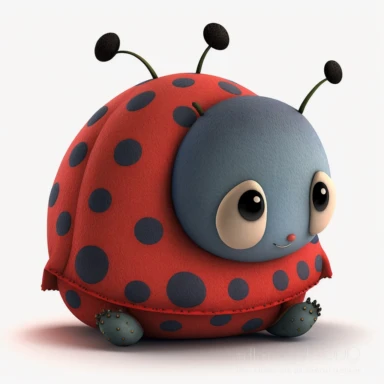 ingle animated lady bug for baby nursery, no leaves, white background, clipart