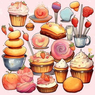 biscuits clipart, sponge cakes clipart, lollipops clipart, jelly clipart