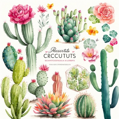 Cactus Clipart Watercolor Cacti Clip Art Summer Clipart Hand Painted Cacti Frames Border Succulents Clipart Wedding Graphics Tropical Desert is a set of high-quality digital clipart images featuring a variety of cacti and succulents in a variety of colors and styles. The images are hand-painted and feature frames, borders, and other decorative elements. The clipart is perfect for creating wedding invitations, greeting cards, scrapbooking, and other paper crafts. The images are ideal for adding a